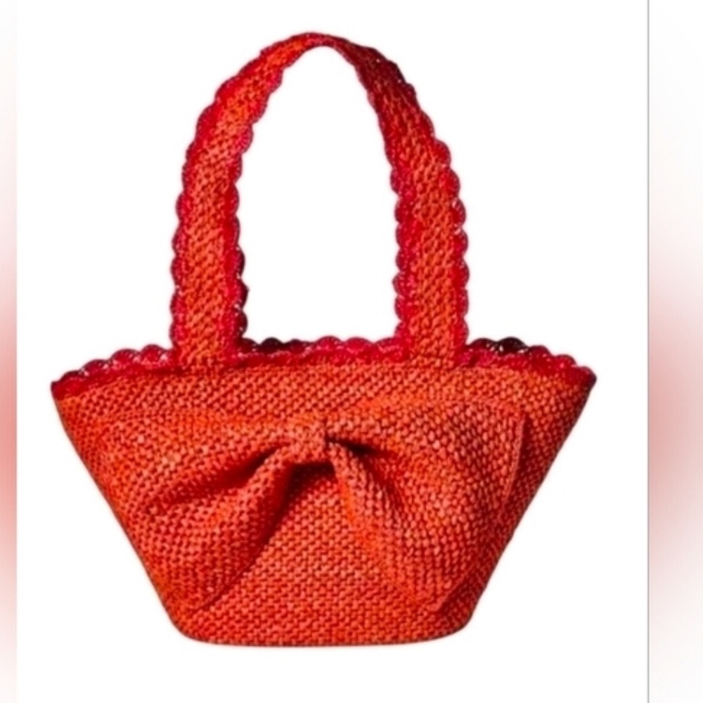 Kate Spade NY x Target Red Raffia Bow Woven Tote Bag with Zip Top